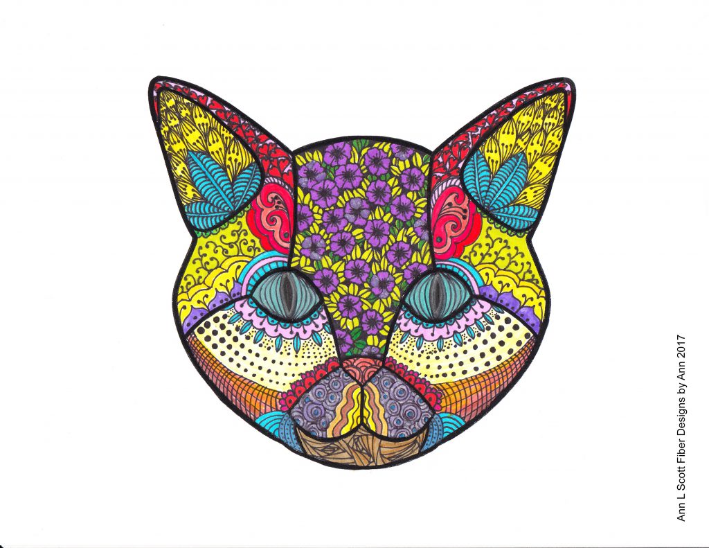 MeAnndering Cat Head – Fiber Designs by Ann