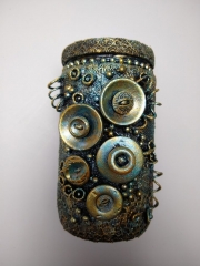altered bottle fiber art