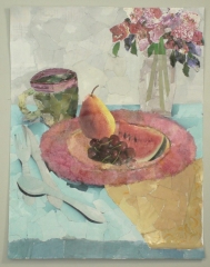 mixed media fiber art collage