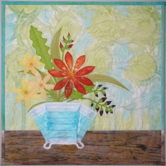 Art quilt mask flowers